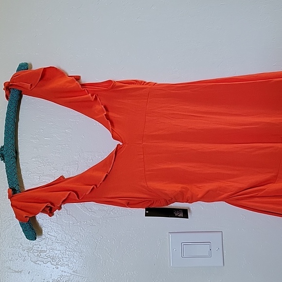 Women's Sleeveless Fit & Flare Dress in Orange - Picture 4 of 7